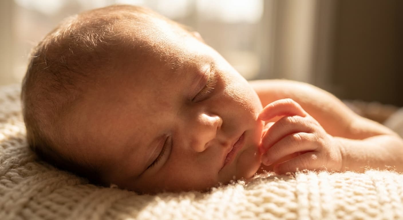 Luz natural de janela iluminando bebê recém-nascido